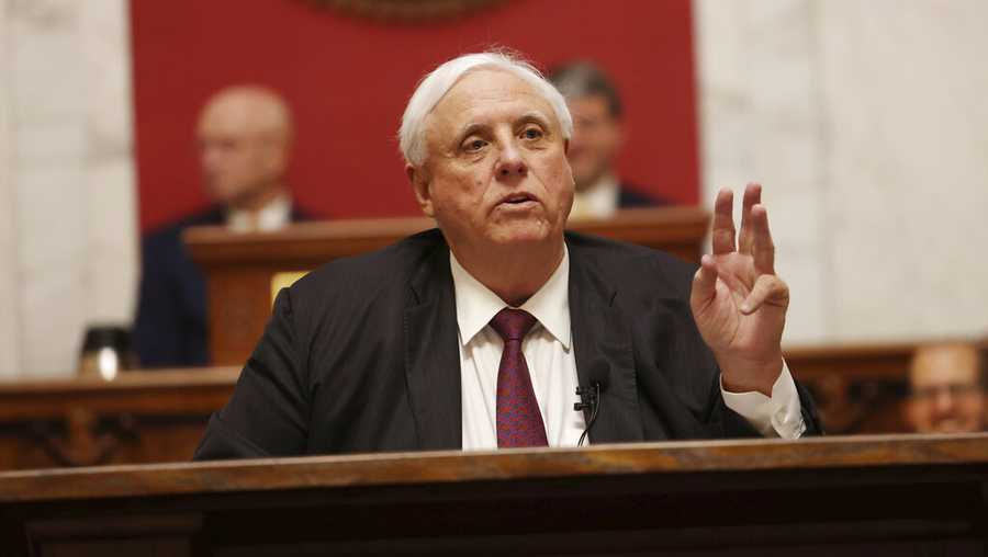 West Virginia Gov. Jim Justice delivers his annual State of the State address in the House Chambers at the state capitol in Charleston, W.Va., on Wednesday, Jan. 11, 2023. (AP Photo/Chris Jackson)